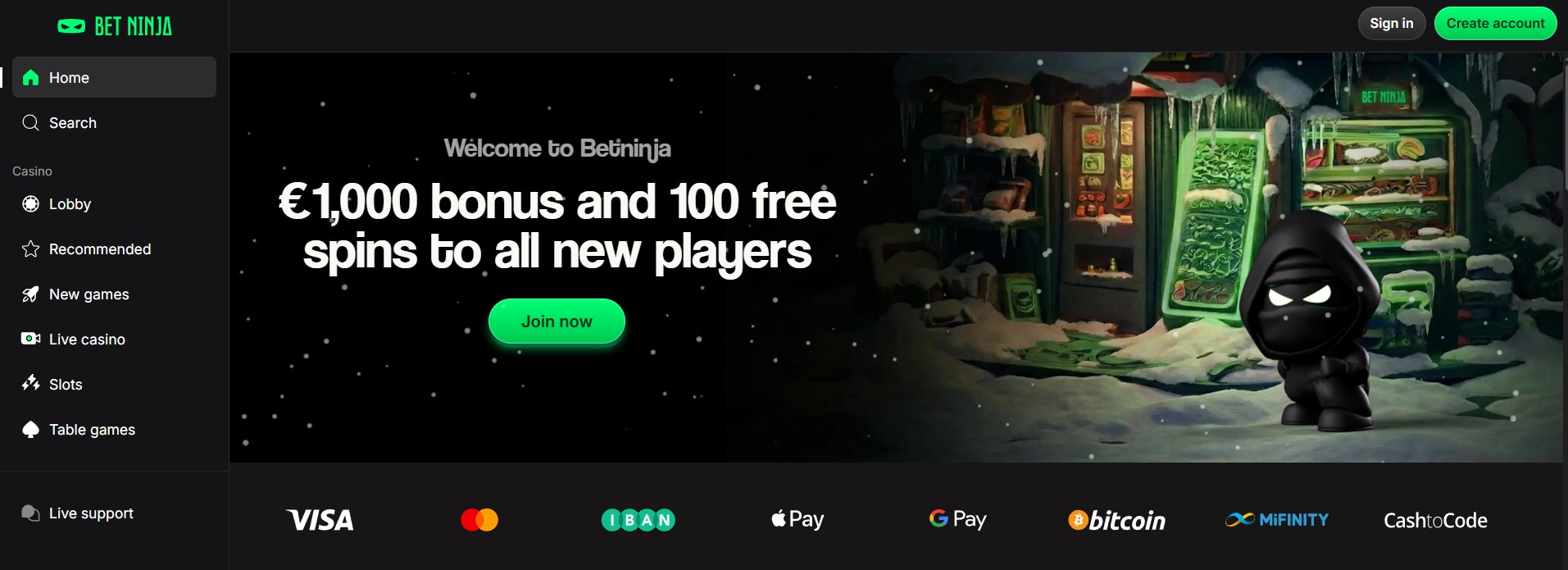 Betninja - Top Bonus für Schweizer in CHF