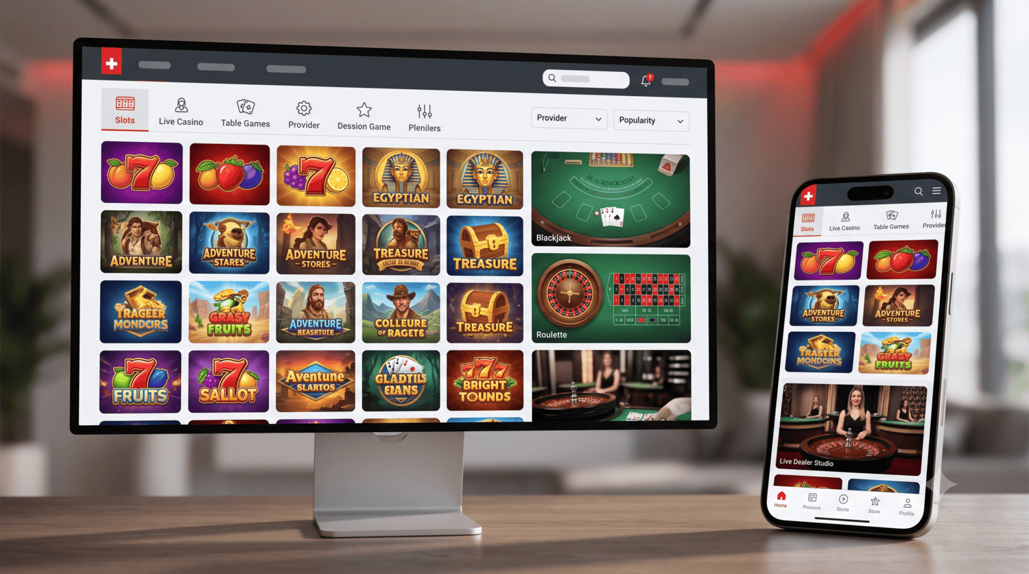 Slots, Roulette, Blackjack und Live Casino auf Desktop und Smartphone